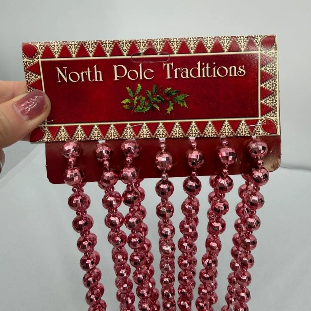 Beaded Garland Strands VTG Pink Metallic VTG Christmas Time Holiday Mixed LOT